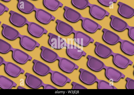 Creative pattern  purple Glasses background. Summer concept. Stock Photo