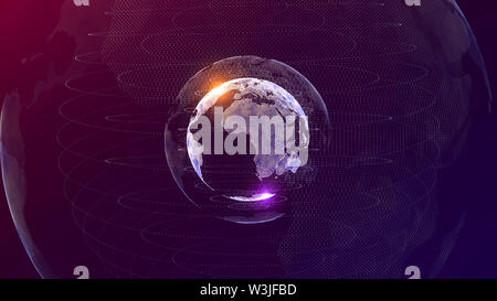 world AI (artificial intelligence) Global network concept. IoT (Internet of Things). ICT (Global Communication Network) Stock Photo