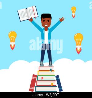 Book Clipart-young student holds an open book