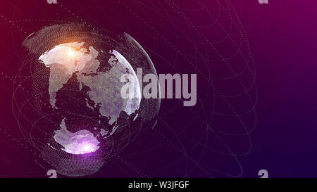 world AI (artificial intelligence) Global network concept. IoT (Internet of Things). ICT (Global Communication Network) Stock Photo