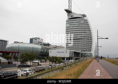 he conference center at Atlantic Hotel Sail City and the Klimahaus museum in Bremerhaven, Germany. Stock Photo