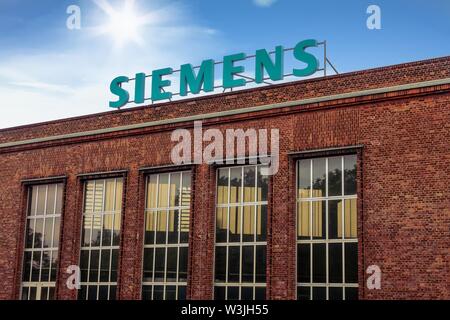 Siemens logo on roof factory Goerlitz Germany Stock Photo