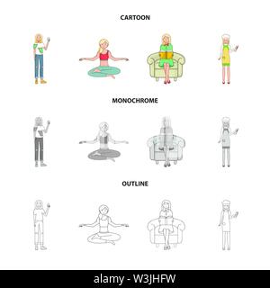 Isolated object of posture and mood icon. Collection of posture and ...