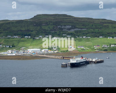 Caledonian MacBrayne car ferry MV Hebrides at Uig ferry terminal on the Isle of Skye, Scotland Stock Photo