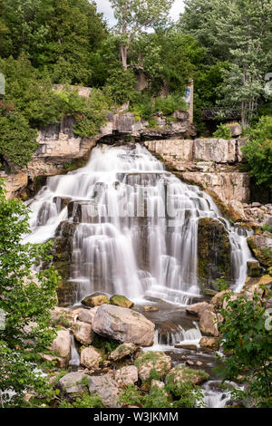 Large and beautiful Inglis Falls, near Owen Sound, Ontario, cascades 18 metres down over a rocky cliff. Stock Photo