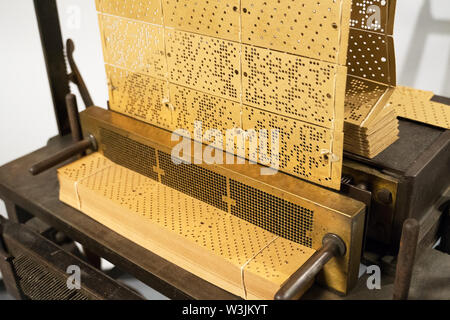 Jacquard card copying machine. Used to copy the cards for Jacquard loom. Stock Photo