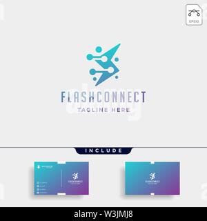 flash thunder internet logo design vector power connection symbol sign icon isolated Stock Vector