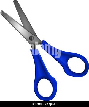 isolated blue scissors realistic illustration vector Stock Vector