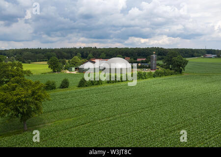 aerial view of biogas plant in Germany