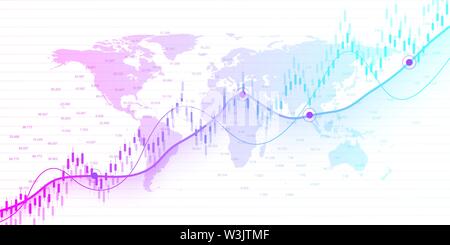 Stock market graph or forex trading chart for business and financial concepts. Abstract finance background investment or Economic trends business idea Stock Vector