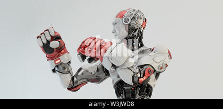 Robot boxer in rack stand, 3d rendering Stock Photo