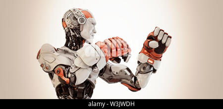 Robot boxer in rack stand, 3d rendering Stock Photo