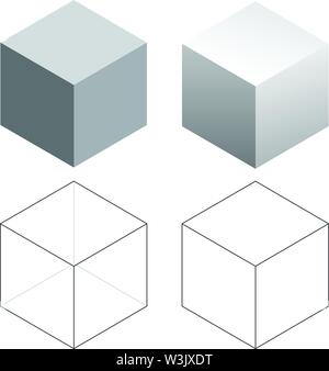 Realistic 3D white cubes. Minimal cube shape with different perspective,  geometric box shapes vector illustration set Stock Vector Image & Art -  Alamy