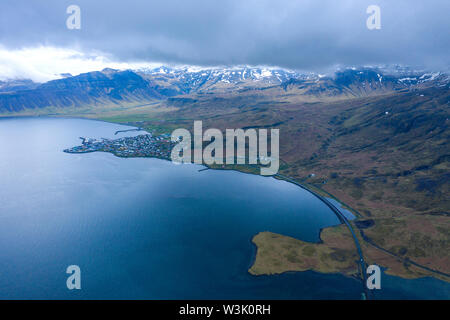 Aerial view of the Atlantic ocean and Snaefellsnes penisula, Iceland Stock Photo