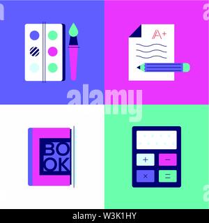 Education concept - colorful flat design style elements Stock Vector