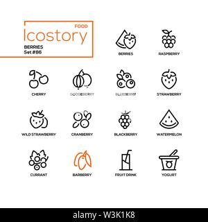 Berries - modern line design style icons set Stock Vector