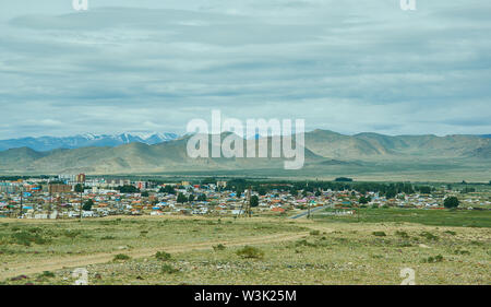 Khovd city,  capital of the Khovd Province of Mongolia Stock Photo