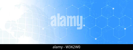 Globalization and technology concept with globe and networks Stock Photo