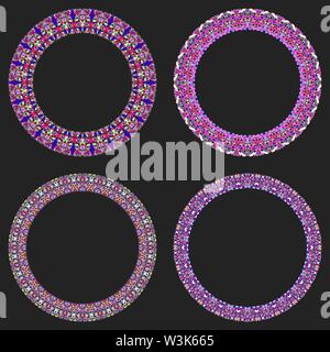 Set of 4 gravel mosaic round frames - vector wreath designs Stock Vector
