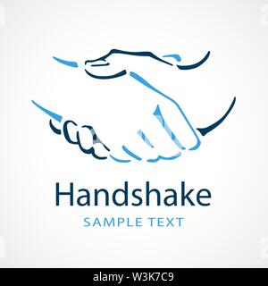 Line drawing of two people shaking hands for use as a company logo Stock Vector