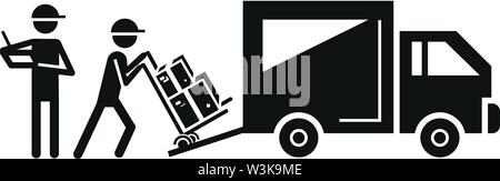 Loading delivery truck icon. Simple illustration of loading delivery truck vector icon for web design isolated on white background Stock Vector