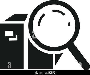 Parcel magnify glass icon. Simple illustration of parcel magnify glass vector icon for web design isolated on white background Stock Vector