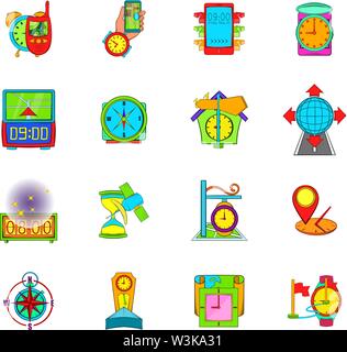Time navigation icons set, cartoon style Stock Vector