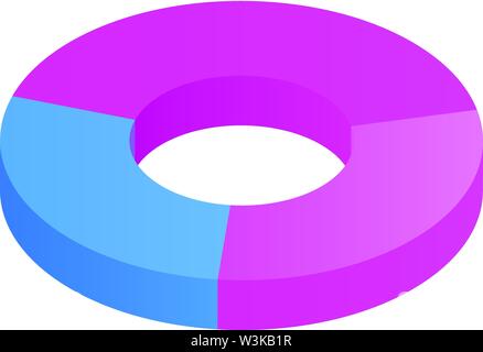 Colorful pie chart icon, isometric style Stock Vector