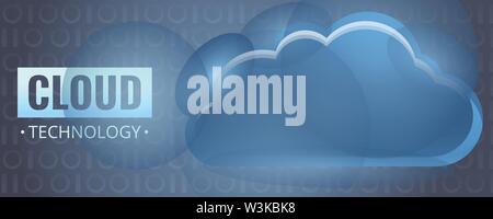 Cloud technology concept banner. Cartoon illustration of cloud technology vector concept banner for web design Stock Vector