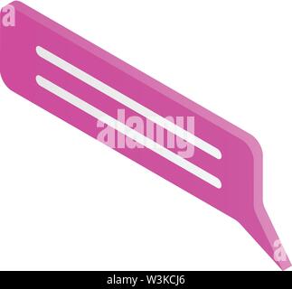 Pink chat bubble icon, isometric style Stock Vector