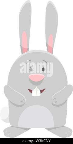 Cartoon Illustration of Happy Farm Rabbit or Bunny Comic Animal Character Stock Vector