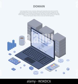 Domain concept banner, isometric style Stock Vector
