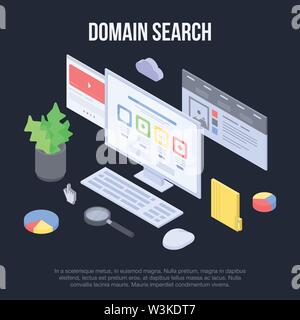 Domain search concept banner, isometric style Stock Vector