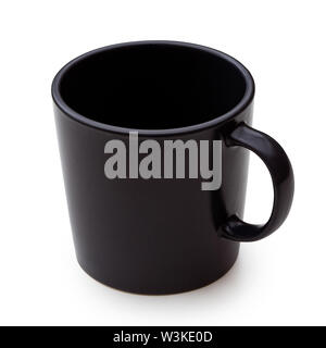 Empty black ceramic mug isolated on white. Stock Photo