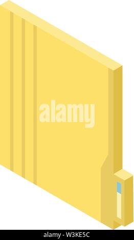 Yellow file folder icon, isometric style Stock Vector