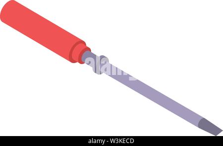Red screwdriver icon, isometric style Stock Vector