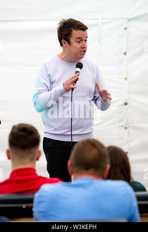 Northampton, UK. 14th July, 2019. Comedian Paul McCaffery performs his show Lemon on day 2 of the 2019 Comedy Crate Comedy Festival in Northampton. Credit: SOPA Images Limited/Alamy Live News Stock Photo