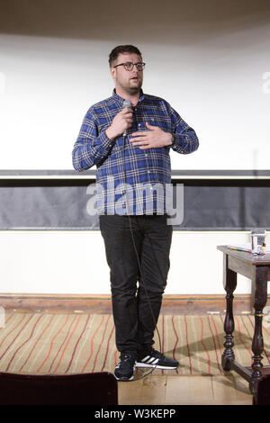 Northampton, UK. 14th July, 2019. Comedian Chris Washington performs his show Raconteur on day 2 of the 2019 Comedy Crate Comedy Festival in Northampton. Credit: SOPA Images Limited/Alamy Live News Stock Photo