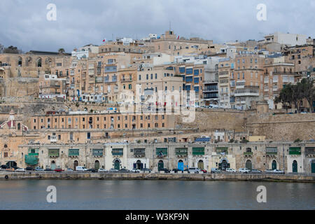 Europe, Malta, Valletta, Grand Harbour. Historic walled capital city, port area. UNESCO. Stock Photo