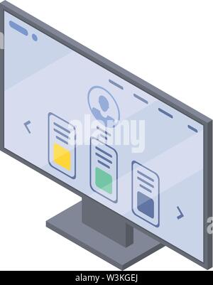 Website on monitor icon, isometric style Stock Vector