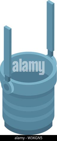 Coal tub icon, isometric style Stock Vector