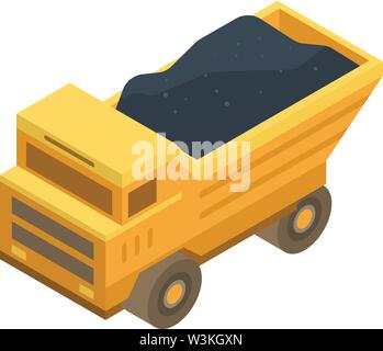 Coal dump truck icon, isometric style Stock Vector