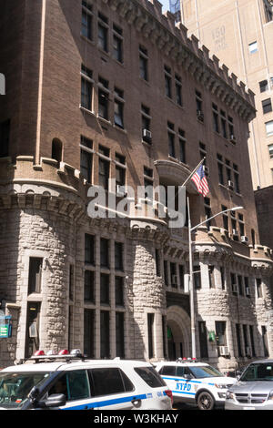 23rd Precinct NYPD traffic control division is medieval fortress landmark, Chelsea, NYC, USA Stock Photo