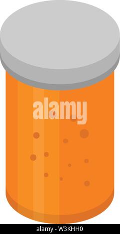 Jar of apricot jam icon, isometric style Stock Vector