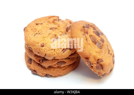 Vanilla cookies with chocolate isolated on white Stock Photo