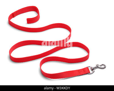 Wavey Red Dog Leash Isolated on White. Stock Photo