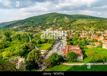 High Angle View of Devin Town in Bratislava from the Devinsky Castle with Breathtaking Picturesque Landscape Background Sight Stock Photo