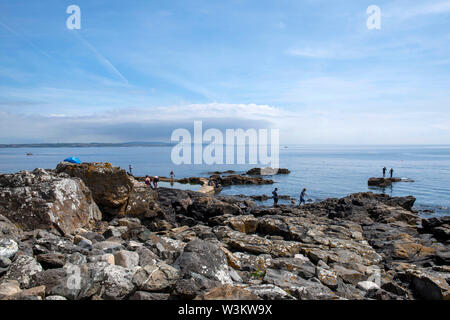 A sunny summer day at the Rock Pool in Mousehole, Cornwall England UK Stock Photo