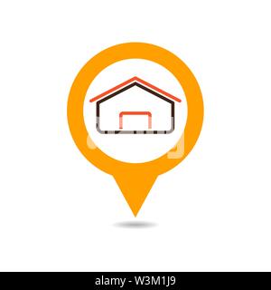 Barn pin map icon. Farm animal Map pointer. Map marker. Graph symbol for your web site design, logo, app, UI. Vector illustration Stock Vector