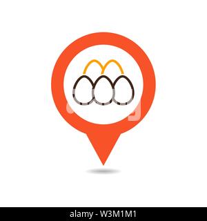 Chicken eggs pin map icon. Farm animal Map pointer. Map marker. Graph ...